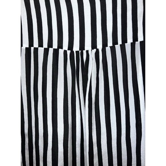 MAJE Black Ivory Striped Long Sleeve Hidden Button Blouse Sz 3/ L - Picture 9 of 13